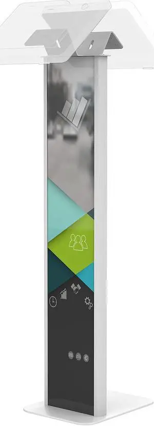 Floor Stand Kiosk - CTA Premium Floor Stand Kiosk with Graphic Slots and Dual VESA Plates for Kitting - Compatible with CTA's Enclosures & Other VESA-Mount Device Holder (ADD-PARAFWV2) - White