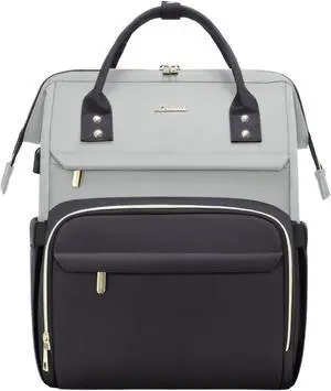 LOVEVOOK Laptop Backpack for Women, Fashion Work Computer Backpacks Purse, Travel Bags Doctor Nurse Backpack with USB Port, Carry on Backpack fits 15.6-Inch Laptop, Light Grey-Dark Grey