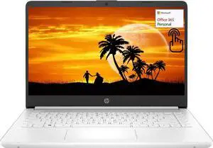 HP 14" Touchscreen Laptop, Intel Dual-Core N4020, 8GB RAM, 192GB Storage(64GB eMMC+128GB Micro SD), Webcam, 1Yr Office w/Accessories(White)