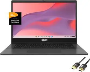 ASUS Chromebook for Student and Business, 14" HD Anti-Glare Display, MediaTek Kompanio 520, 4GB RAM, 64GB eMMC, Micro SD Card Reader, TB 4, Wi-Fi 6, Webcam, PDG HDMI Cable, Chrome OS, Gravity Gray