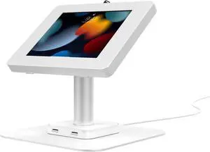 Tablet Desk Stand  CTA Desk Mount for Tablets with USB Ports for iPad 11th Gen (A16) - Pro 11-inch M4 - Air 11-inch M3- iPad 10th Gen - Galaxy Tab & More Tablets - White (PAD-USBPARAW)