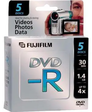 Fujifilm Mini DVD-R Discs for Camcorders (5 Count, Black, 300 Minutes, 4x Write Speed, 23500 MB)