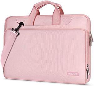 MOSISO 360 Protective Laptop Shoulder Bag Compatible with MacBook Air 15 inch M2 A2941 2023/Pro 16 inch M3 M2 M1 2023-2019, 15-15.6 inch Notebook,Matching Color Sleeve with Belt, Pink