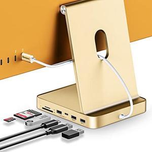 USB C Hub for iMac 24 inch 2021/2023, Minisopuru USB Hub Adapter Support M.2 NVMe SSD, iMac USB Hub for iMac M1/M3, iMac Accessories with USB C 10Gbps, USB A 3.2, SD/TF, M.2 SSD(Not Included), Yellow.