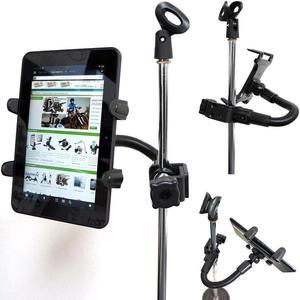 ChargerCity12 Bendy Tough Metal Music Mic Microphone Stand & Zoom Desktop Clamp Mount for 7-12 inch Screen Tablets for Apple iPad Air Pro Mini Galaxy Tab MicroSoft Surface Pro/Book (fits Case)
