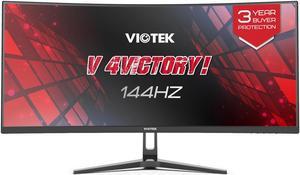Viotek GNV34DBE4 34 Inch UWQHD 144Hz Curved Gaming Monitor | Ultra-Wide 21:9 3440x1440p, 1ms MPRT, 4000:1 Contrast, 140% sRGB, HDR, FreeSync & G-Sync Ready, PIP/PBP