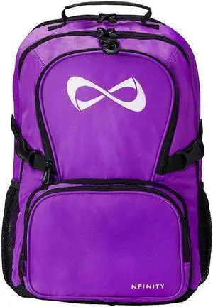 Nfinity Classic Cheer Backpack - Detachable Purse and Laptop Sleeve - Lightweight Travel Backpack for Cheerleaders (Violet)