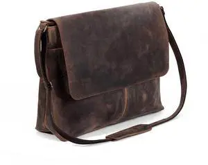 Leather messenger bag 16 inch satchel laptop bag briefcase for men and women best handmade buffalo leather office computer bag (16 Inches)