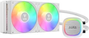 GAMDIAS 240mm White CPU Liquid Cooler PWM Fans, AIO Water Cooling Sytem, Hidden Cable Design & Rotatable Pump, Intel LGA 1700/1200/115X& AMD AM5/AM4