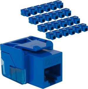 ICC CAT5e Keystone Jack for EZ Style Wallplate or Patch Panel - RJ45 - UL Listed Ethernet Cable Connector - PoE++ Rated - Compatible with JackEasy Termination Tool - Blue, 25-Pack
