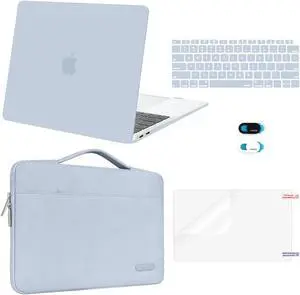 MOSISO Compatible with MacBook Air 13 inch Case M1 Chip 2021 2020 2019 2018 Release A2337 A2179 A1932 Retina Display, Plastic Hard Shell Case&Bag&Keyboard Skin&Webcam Cover&Screen Film, Baby Blue
