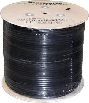 Outdoor Shielded FUTP 1000Ft Double Jacket Cat6 23AWG 100% Pure Copper 4-Pairs Premium Network LAN Cable Direct Burial UV Rated Waterproof 550MHz, PoE++ (4PPoE)