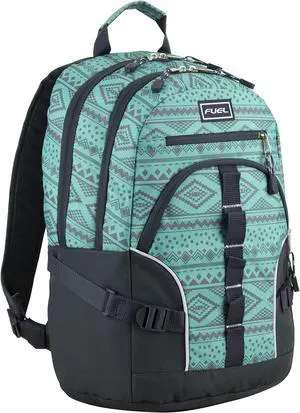 FUEL Hiking Laptop Backpack, College Bookbag, Travel Daypack with 5 Compartments, Dynamo Tech Pocket, 18.5 Inches, Festive Aztec
