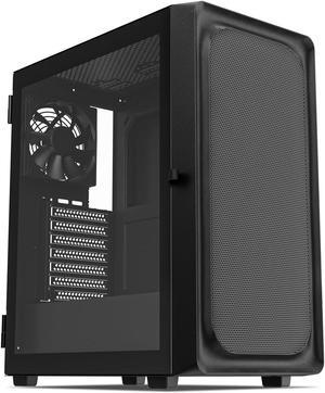 DARKROCK EC2 Black ATX Mid Tower PC Case, Type-C Ready, Supports 40 Graphics Cards, Tempered Glass Side Panel, Supports up to 8 x 120mm Cooling Fans & 1 x 360mm Radiator, 1 x Pre-Installed Fan