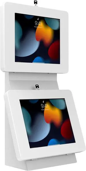 CTA Digital Security Desk Mount - Dual Universal Security Enclosure Desk Mount W/Storage Compartment (PAD-2VDMW) - White