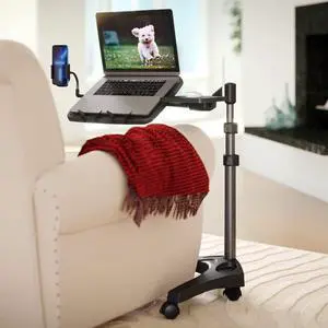 LEVO G2 V16 Mobile Laptop Stand Desk Rolling Cart with Phone Holder and Mouse Tray