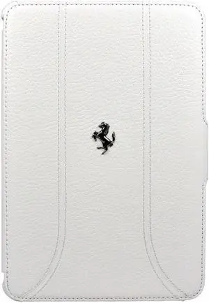 FERRARI Mini Ipad White Grain Leather Folio Case