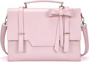 ECOSUSI Laptop Messenger Bag Women Briefcase 15.6 inch Laptop Satchel Handbags (Pink)