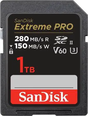SanDisk 1TB Extreme PRO SDXC UHS-II Memory Card - C10, U3, V60, 6K, 4K UHD, SD Card - SDSDXEP-1T00-GN4IN