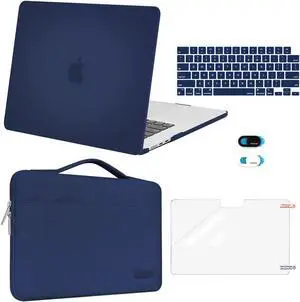 MOSISO Compatible with MacBook Air 15 inch Case 2025 2024 2023 Release M4 A3241 M3 A3114 M2 A2941, Plastic Hard Shell&Carrying Sleeve Bag&Keyboard Cover&Webcam Cover&Screen Protector, Navy Blue