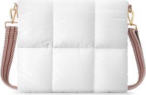 MoKo 12.9 Inch Puffy Tablet Sleeve Bag for iPad Pro 12.9 inch, New iPad Air/Pro 13 inch 2024,Tab S8/S9 Plus 12.4,Quilted Puffer Pillow Case with Shoulder Strap,Sling Crossbody Bag for Women,Milk White
