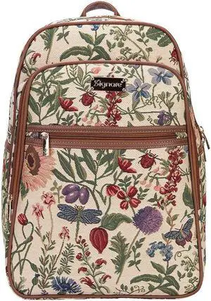 Signare Tapestry Backpack for Women Computer Rucksack Knapsack bookbags for women In Floral Morning Garden Design (BKPK-MGD)