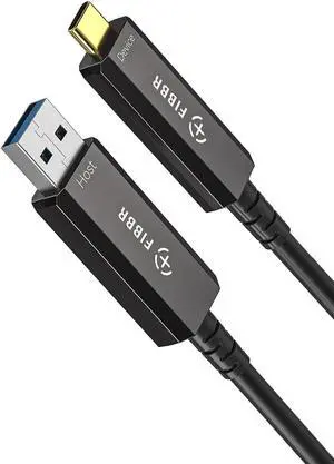 FIBBR Fiber Optic USB 3.2 Cable 33ft - 10Gbps Ultra Speed USB A to USB C Cable, Ideal for Webcams, VR/AR Gear, Projectors & TVs