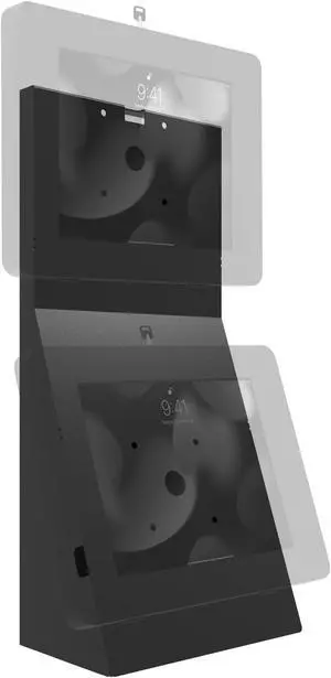 CTA Digital Dual Tablet Mount - CTA Dual VESA Desk Mount with Storage Compartment for use Security Enclosures and Other 75 x 75 and 100 x 100 Compatible VESA Mounts (ADD-2VDMB) - Black