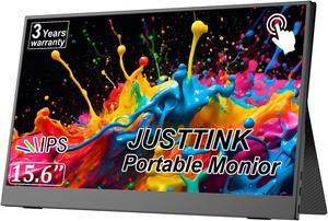Portable Monitor Touchscreen for Laptop, 15.6'', 1080P, LCD Display, 60Hz, Desk Stand, HDMI/USB-C Connect, Lightweight for Travel, with Magnetic Cover