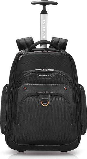 Everki Atlas Wheeled Laptop Backpack, 13 to 17.3-Inch Adjustable Compartment, Backpack on Wheels for Adults, Rolling Backpack Carry-on Luggage,Travel Backpack, Business Professional- (EKP122) Black