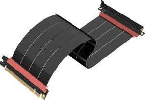 LINKUP - AVA5 PCIE 5.0 Riser Cable | Future Proof for Gen 5 GPU Vertical Mount | x16 128GB/s Speed | Compatible with PCIe 4.0 & WRX80/WRX90E | Straight, Black 30cm