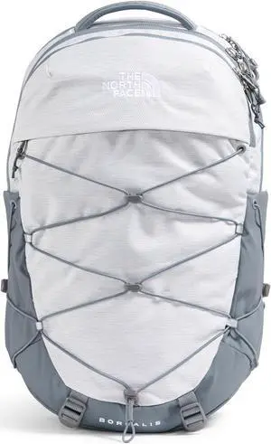 THE NORTH FACE Women's Borealis Commuter Laptop Backpack | Everyday Travel Bag with 16" Laptop Sleeve, Women-Specific Fit, Reflective Details, TNF White Metallic Mélange/Mid Grey-NPF, One Size