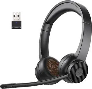 EKSA Wireless Headset, Bluetooth 5.2 Headset with Noise Cancelling Microphone & USB Dongle, 55H Playtime On Ear Headphone for Home Office, Remote Work, Call Center, Suitable for Phone PC Laptop Tablet