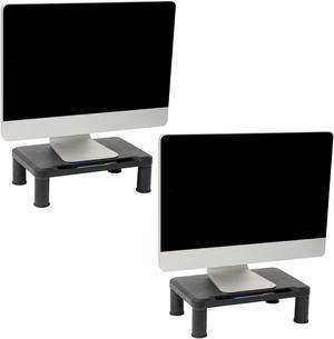 Mind Reader Monitor Stand, Set of 2, Height Adjustable, Laptop, Computer, Riser, Office, 14.5"L x 10.5"W x 5.25"H, Black