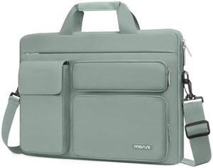 MOSISO Laptop Shoulder Bag Compatible with MacBook Air 15 inch M3 M2 2024 2023/Pro 16 M3 M2 M1 2024-2019,15-15.6 inch Notebook with 2 Raised&1 Flapover&1 Horizontal Pocket&Handle&Belt, Antique Green