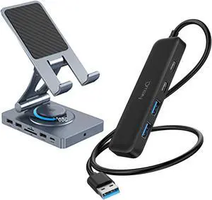 Versatile USB C Hub and Small USB HUB with 2ft Cable