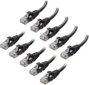 Cable Matters 10Gbps 10-Pack Snagless Cat 6 Ethernet Cable - 14ft, Cat 6 Cable, Cat6 Cord, Ethernet Cord, Black