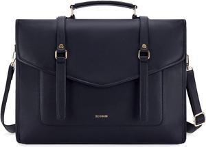 ECOSUSI Laptop Bag for Women 15.6 inch PU Leather Briefcase Large Computer Satchel Bag Professional Work Messenger Bag