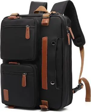 MOLNIA 3 in 1 Laptop Bag for Men, 17.3 Inch Work Bags for Men, Laptop Backpack, Briefcases, Messenger Bag, Computer Bags for Laptops for Men Women, Black