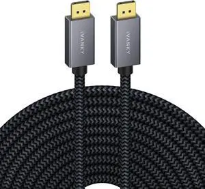 IVANKY DisplayPort Cable 33ft/10M, Long DP to DPCable, [4K@60Hz, 2K@144Hz, 2K@165Hz], Nylon Braided High Speed DisplayPort 1.2 Cable, Compatible for Gaming Monitor, TV, PC, Laptop and More
