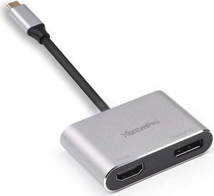 XtremPro , USB Type-C to HDMI and DisplayPort Adapter Supports Up to Two 4K 30Hz Monitors, Compatible with Windows Systems Only Support SST and MST mode HDCP (Type-c to Hdmi+DP)