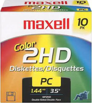 Maxell 3.5 1.44MB IBM MF2HD High Density Preformatted Disk (10-Pack, Assorted Colors) Maxell 3.5 1.44MB IBM MF2HD High Density Preformatted Disk (10-Pack, Assorted Colors)