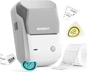 NIIMBOT B1 Barcode Label Maker, Bluetooth Thermal Label Printer, Portable Sticker Maker for Home Organization, Mailing, Bakery,Grocery, Small Business, Compatible with Phone Computer,Grey
