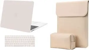 MOSISO Compatible with MacBook Air 13 inch Case 2022 2021 2020 2019 2018 A2337 M1 A2179 A1932, Faux Suede Leather Laptop Sleeve &Plastic Hard Shell Case & Keyboard Cover Skin, Rock Gray&Apricot