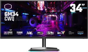 Cooler Master GM34-CWQA 34" ARGB Curved 144Hz VA QD Tech Ultra-WQHD 3440 x 1440 PC Monitor, 0.5ms (MPRT), Curve 1500R, FreeSync Premium, DP*1, HDMI2.0 * 2, USB C*1, VESA Mount (CMI-GM34-CWQA-US)