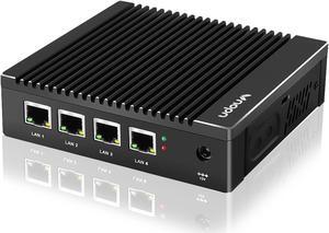 VNOPN Micro Firewall Appliance Intel J4125 Quad Core, 4 Intel 2.5GbE i225 LAN Ports Fanless Mini Computer 8GB RAM DDR4 128GB mSATA SSD, Network Gateway Soft Router PC, Support AES NI