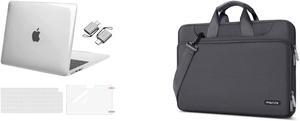MOSISO 360 Protective Matching Color Sleeve&Compatible with MacBook Air 13.6 inch A2681 M2 Chip, Plastic Hard Shell&Keyboard Cover&Screen Protector&Type C Adapter 2 Pack,Crystal Clear&Slate Gray