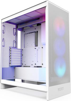 NZXT H7 Flow RGB | Mid-Tower ATX Airflow Case with RGB Fans | Supports Bottom Fans for Direct GPU Cooling | includes 360mm RGB Single-Frame Fan Unit | Cable Management | White