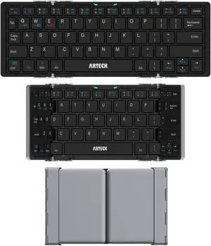 Arteck Folding Bluetooth Keyboard, Portable Mini Foldable Wireless Keyboard for iOS iPad 10.2-inch, Pro, Air, 9.7-inch, Mini, Android, MacOS, Windows Tablets Smartphone Built in Rechargeable Battery