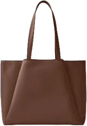 Work Tote Bags for Women 15.6 Inch - Laptop Tote Bag with Zip Compartments - Large PU Leather Office Purse Computer Briefcase - Chocolate Brown